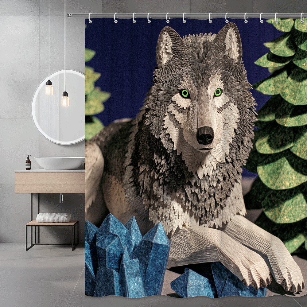 Wolf Shower Curtain Forest Animal Graphic Print