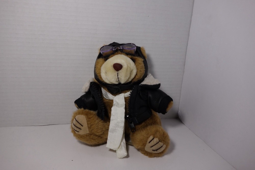 Aviator Pilot Teddy Bear With Goggles and Bomber Zipper Jacket