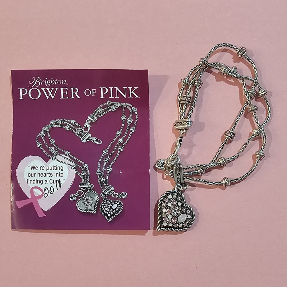 ✅ Brighton Heart Bracelet With Dust Bag Pendant Charm Silver Chain Jewelry