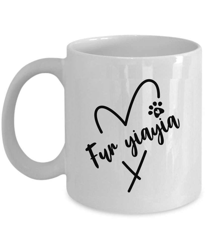 Funny Yiayia Dog Paw Coffee Mug - Cute Fur Tea Cup Gift for Mom
