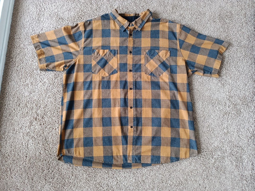 Black Jack Flannel Shirt Men's Size 4XL Brown Plaid Button Down Short Sleeve