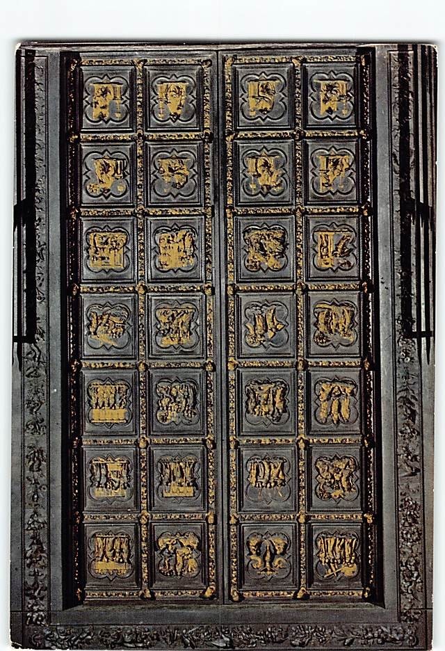 Postcard North Doors of the Florence Baptistery in Italy
