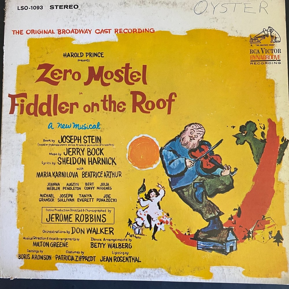 Zero Mostel Fiddler on the Roof LP Record 1964 RCA Victor Broadway 33 RPM