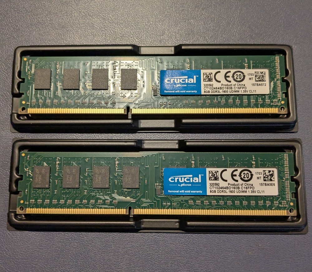 Crucial Micron 8GB DDR3-1600 UDIMM PC-12800 240-Pin RAM CT102464BD160B