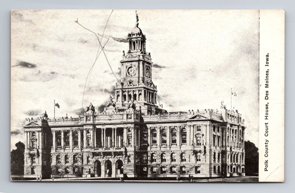 Des Moines IA-Iowa, Polk County Court House, c1910 Vintage Souvenir Postcard