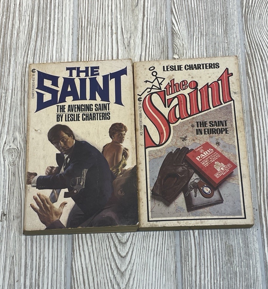 THE SAINT & THE SAINT IN EUROPE Leslie Charteris VTG Paperback Lot Of 2 Action
