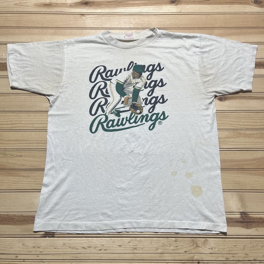 Vintage 80s Rawlings MLB Baseball Bat Promo Single Stitch Shirt Size XL RARE