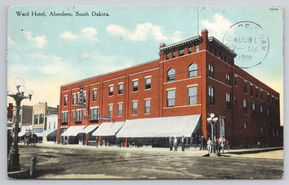 Ward Hotel Aberdeen SD 1910 Postcard Curt Teich South Dakota Vintage