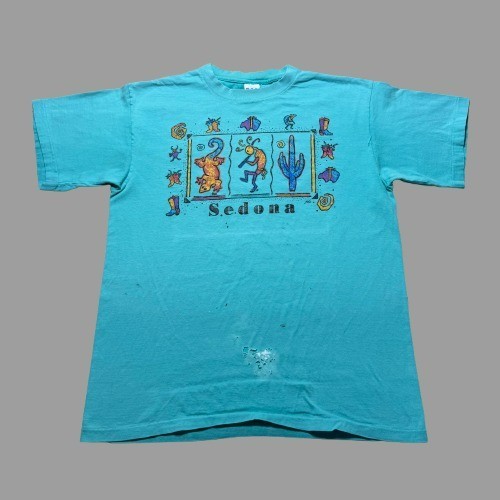Vintage 90s Sedona Kokopelli Lizard Cactus Southwest Single Stitch Shirt Large