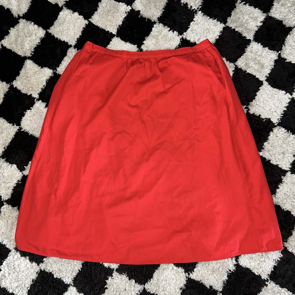 Vintage Sears Red Wrap Skirt Womens A-Line Tie Waist Size 14 Pockets Made In USA