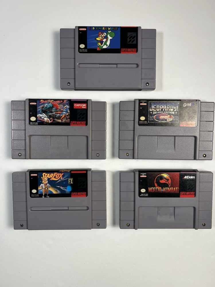 Lot Of 5 Super Nintendo SNES Games TESTED Mario, Starfox, Mortal Kombat
