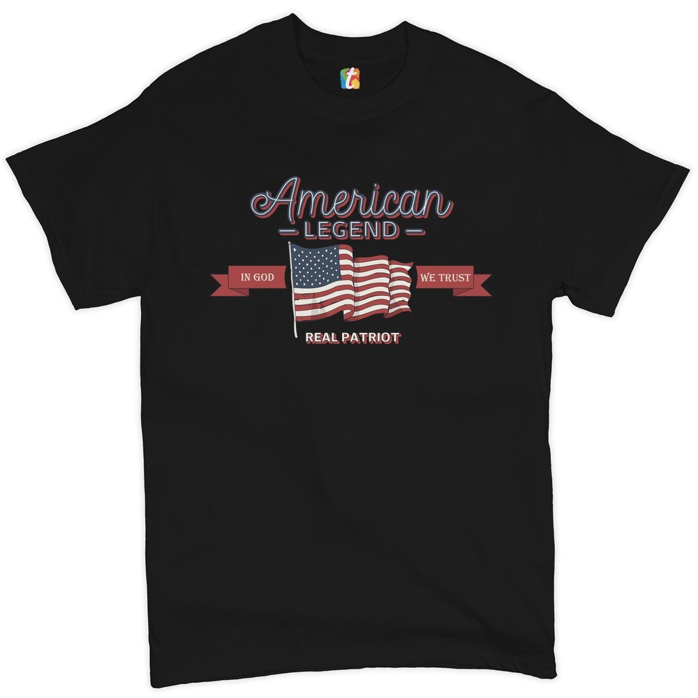 American Legend Real Patriot T-shirt In God We Trust 4th of July Men's Tee