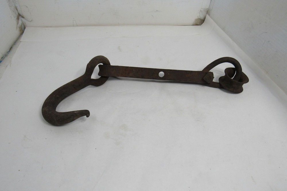 Antique  Rustic Hand Wrought  IRON Hook Blacksmith Anvil Forged Farm Implement