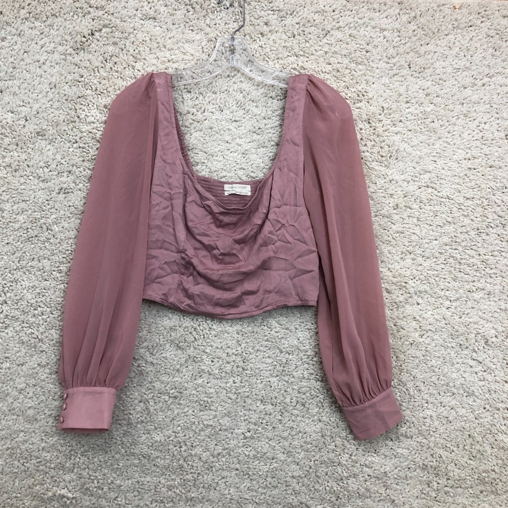 Urban Outfitters Top Shirt Medium Adult Pink Cropped Smocked Pullover Womens M