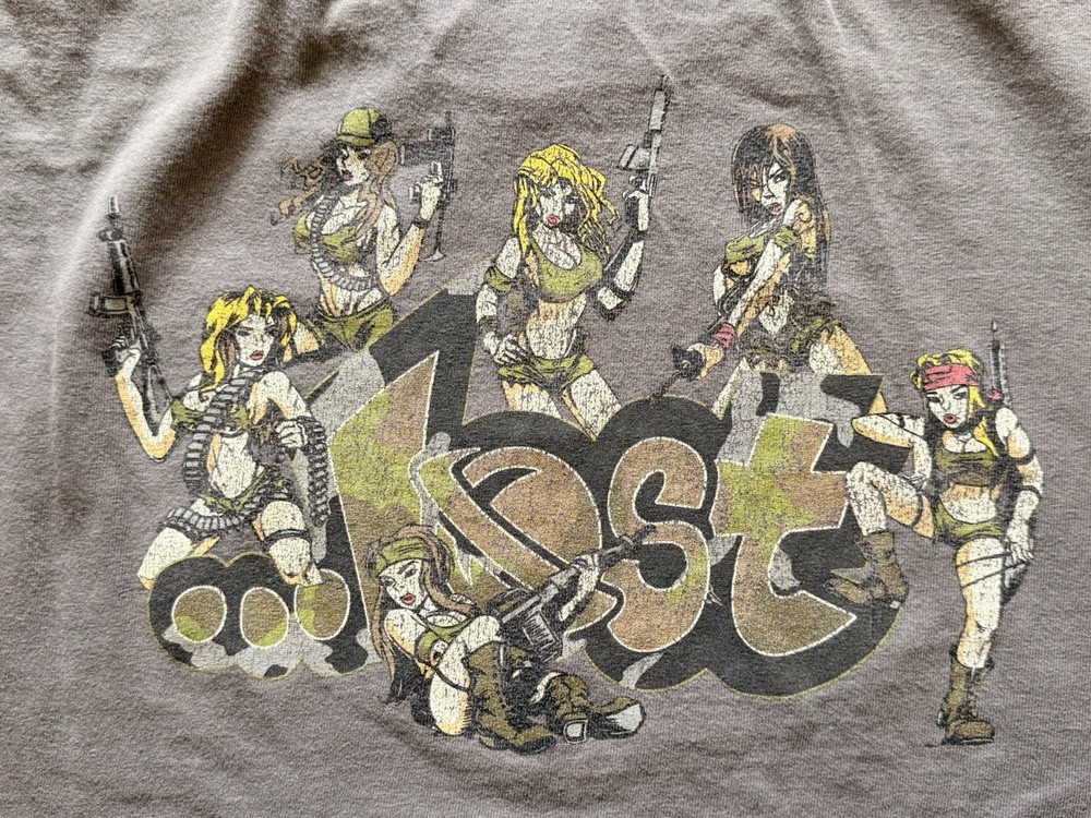 Vintage Lost Enterprises Girl Babe Army T Shirt XL Y2K Surf Skate