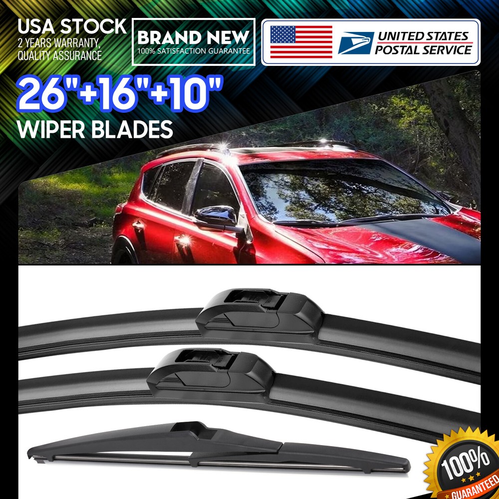 26''+16'' & Rear 10'' OEM Quality Windshield Wiper Blades One Pair All Season