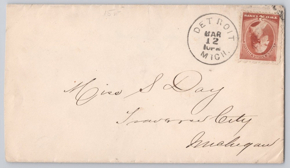 Detroit, MI 2c Washington stamp with circular Mar 12 cancel Postal History