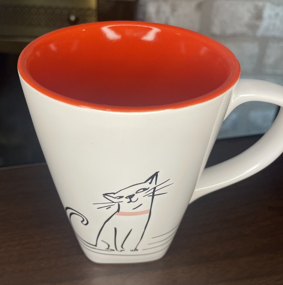 Hallmark CAT With Attitude Coffee Cup Mug White With Orange Interior 12oz