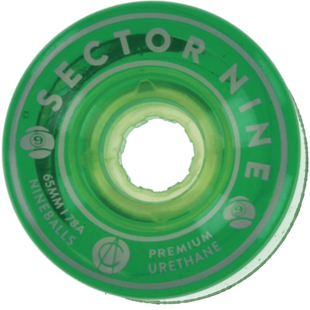 Sector 9 Nineballs 65mm 78A Clear Green Skateboard Wheels (Set of 4)
