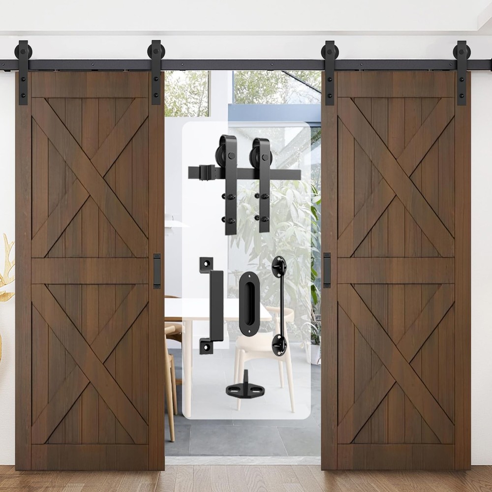 Arti-Life 10ft Heavy Duty Double Barn Door Sliding Track Kit for Smooth Operation