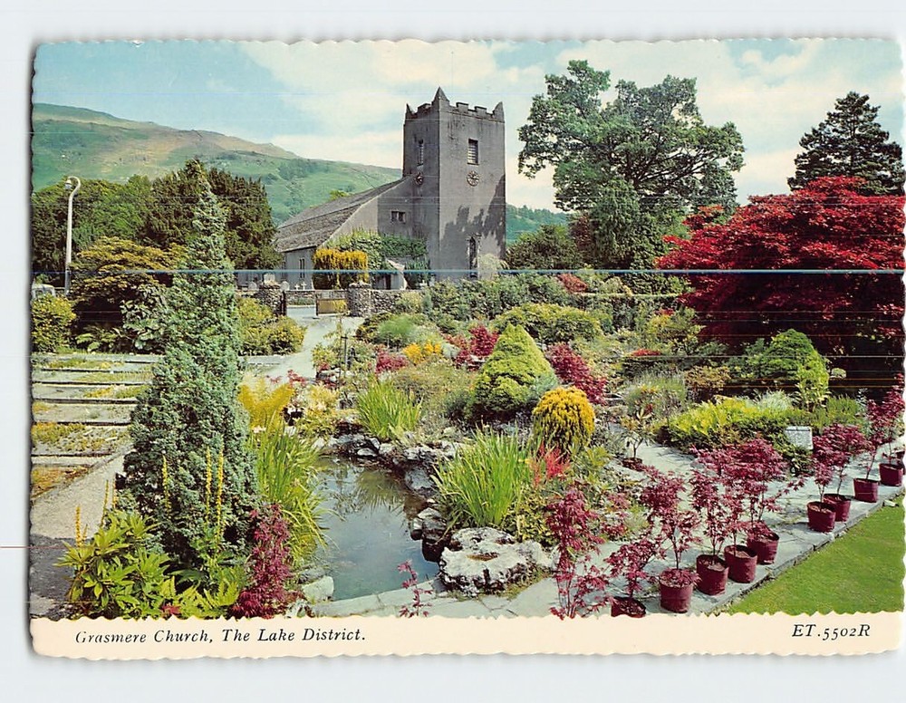 Postcard Grasmere Church Lake District Cumbria England