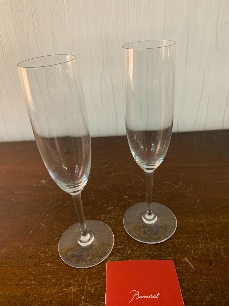 Set 2 Flutes Champagne Model Perfection Crystal Baccarat (Price Of Pair)