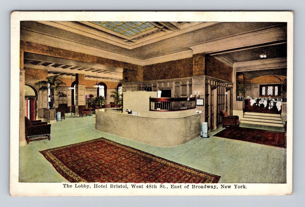 New York City-NY, Hotel Bristol, Lobby, Vintage Postcard