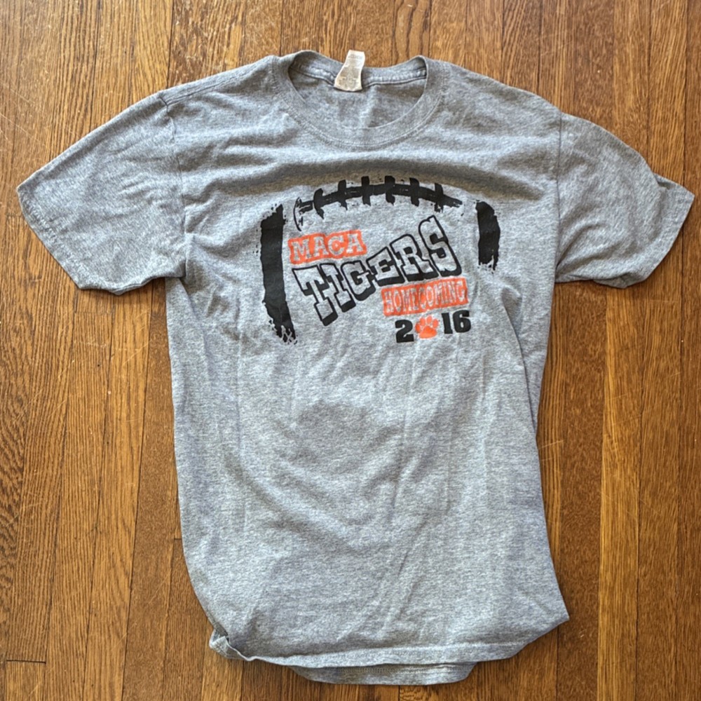 Jerzees Dri-Power Active Gray Tigers Homecoming Men's T-Shirt Crew Neck S