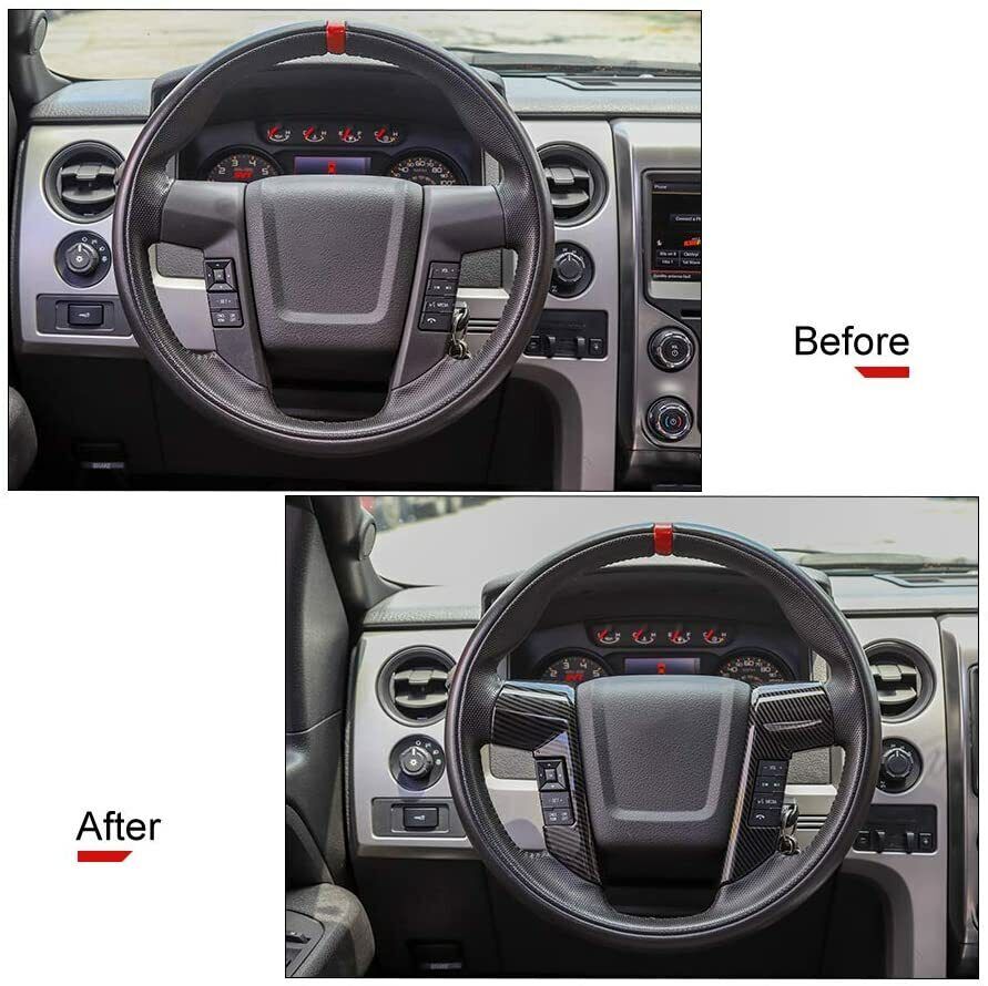 Car Steering Wheel Trim Cover Frame for 09-14 Ford F150 SVT Raptor Carbon Fiber