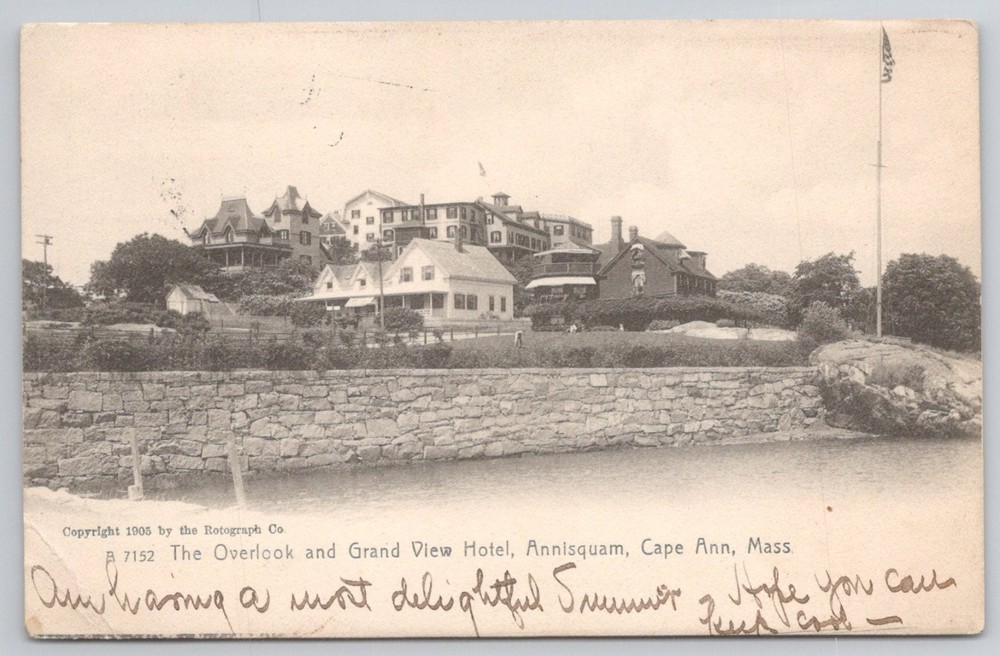 1905 The Overlook Grand View Hotel Annisquam Cape Ann MA Postcard 1909