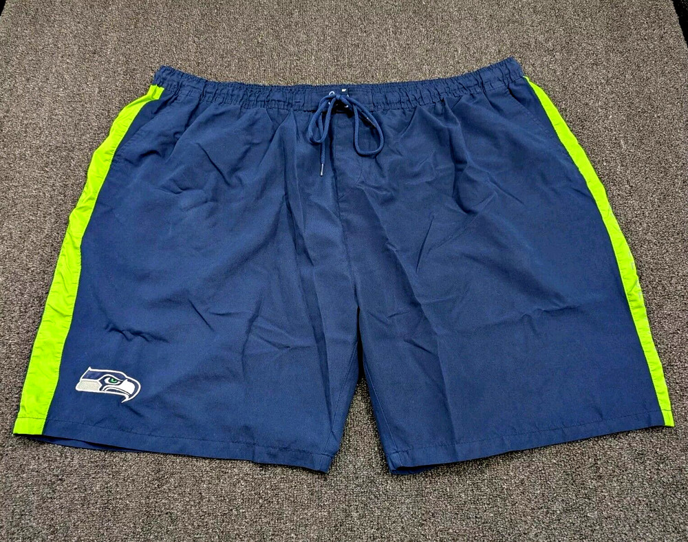 Team Apparel Men's NFL Seattle Seahawks Board Shorts Blue Swim Trunks Size 6XL