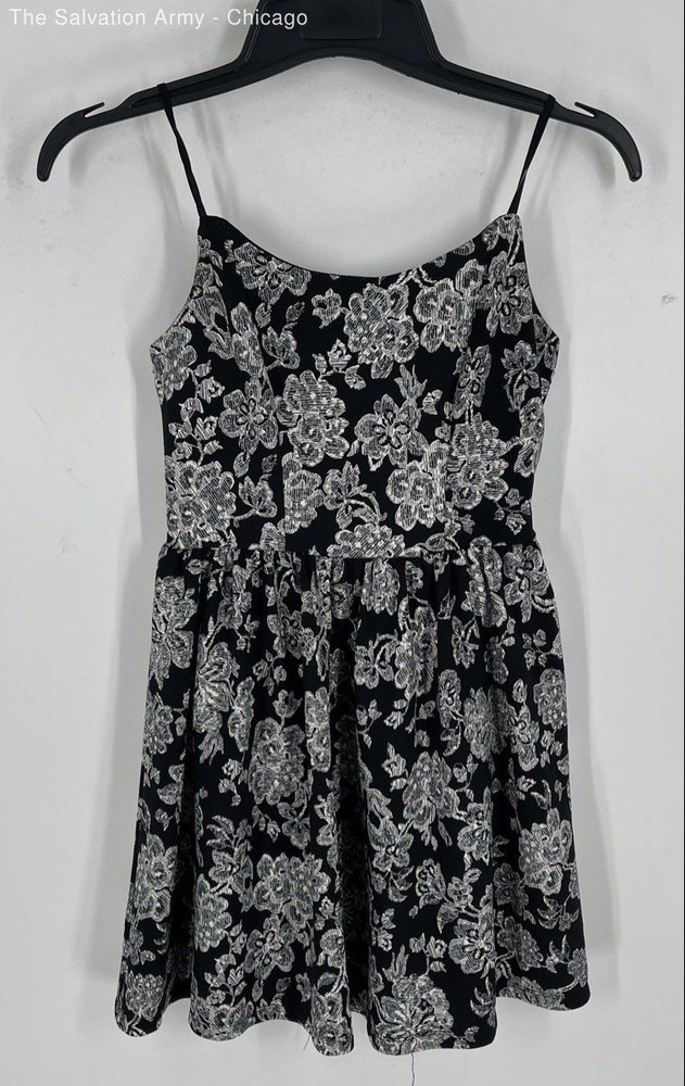 Emerald Sundae Womens Black White Floral Sleeveless Mini Dress Size S