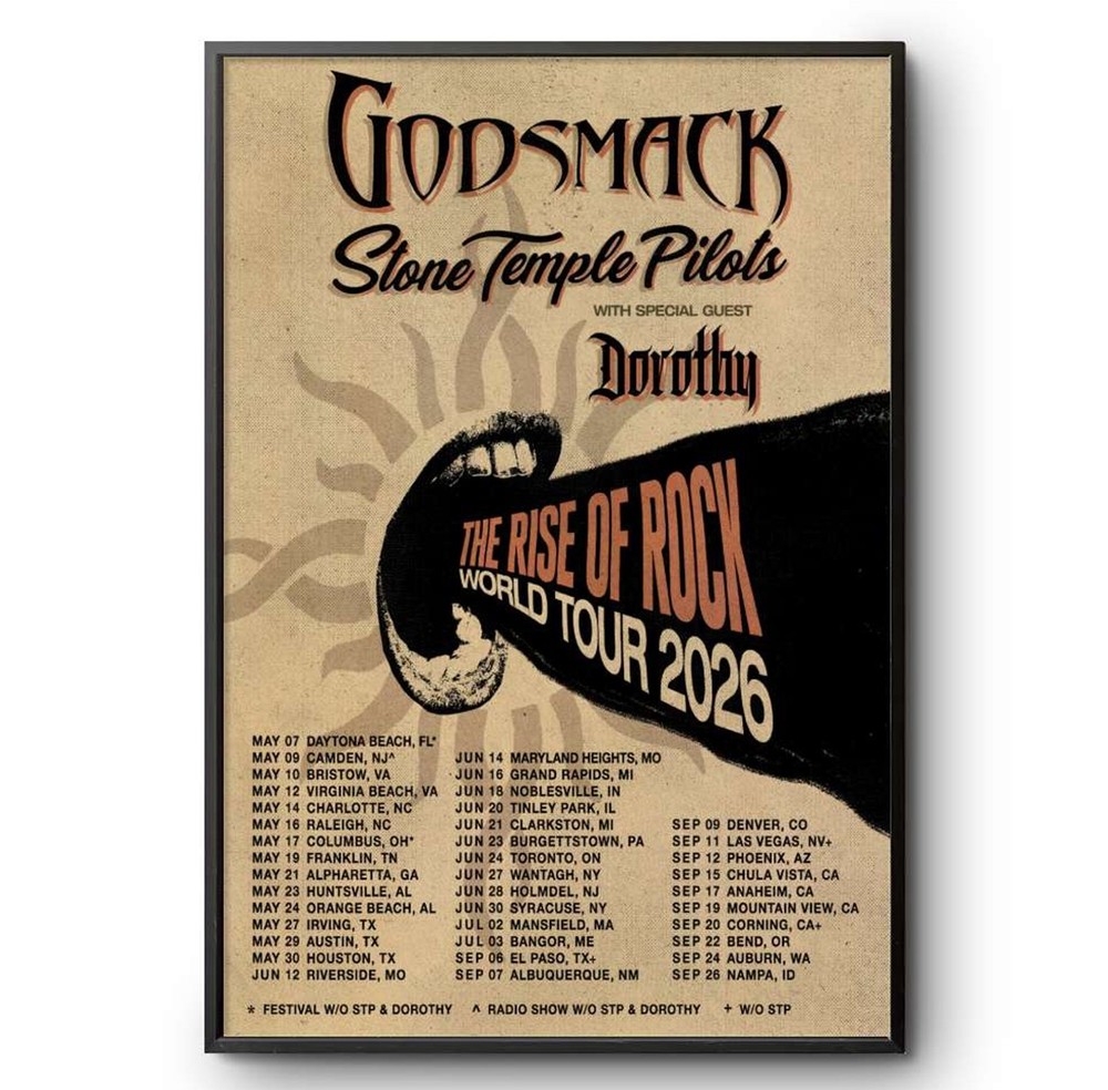 Godsmack The Rise Of Rock World Tour 2026 Poster