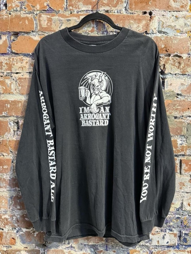 Vintage Arrogant Bastard Ale Long Sleeve Biker Graphic T-Shirt Men’s Large