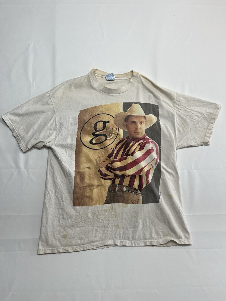 Vintage 1997 Garth Brooks Tour Promo T Shirt Adult XL White (stained)