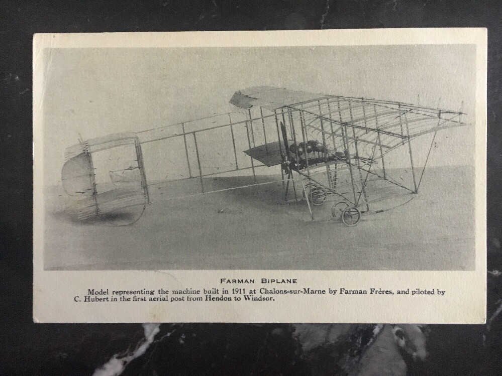 Mint England RPPC Postcard Farman Biplane