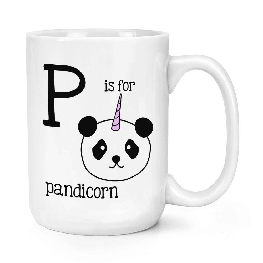 Pandicorn Letter P Coffee Mug Large Ceramic Cup for Hot Drinks