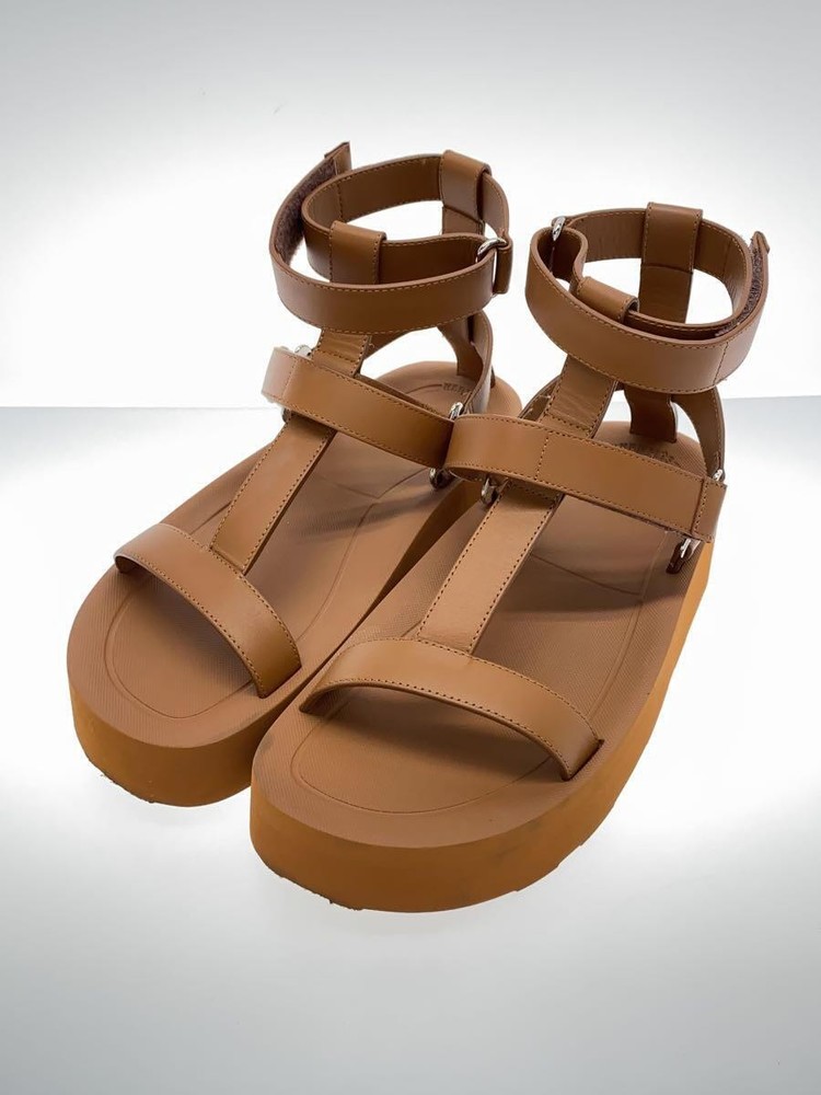 Authentic HERMES Gladiator Sandal EU 37 Brown Leather F/S Used