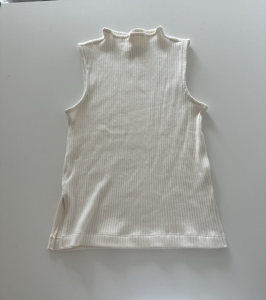 Madewell Ribbed Knit Mock Neck Tank Top Cream Sleeveless XS