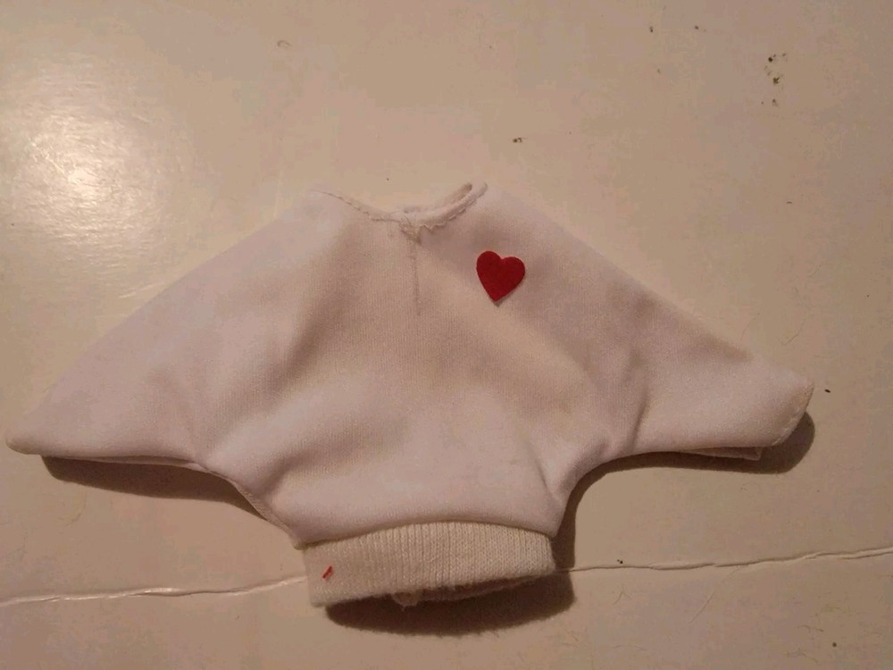 Vintage Barbie Ken Skipper Doll Accessory Clothing White Sweater Red Heart VTG