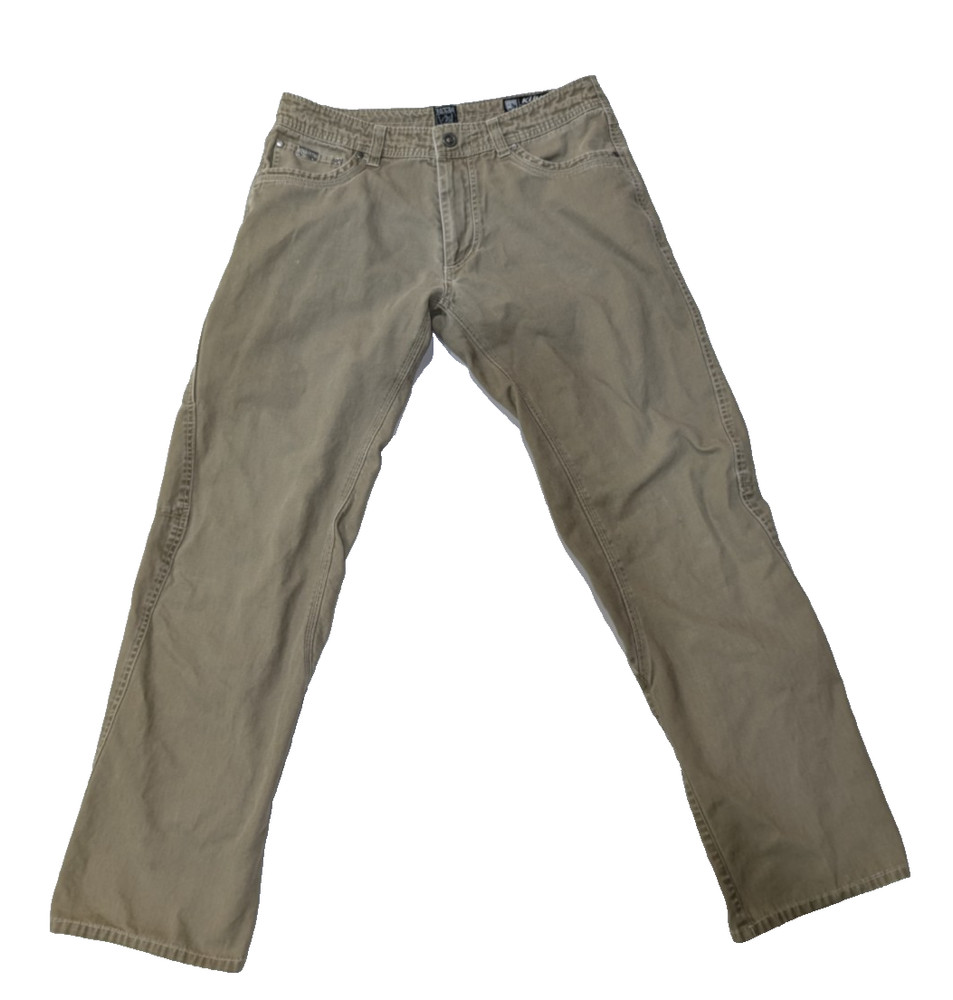 Kuhl Outkast Vintage Patina Dye Hiking Outdoor Pants Mens Size 34x34 Brown Olive