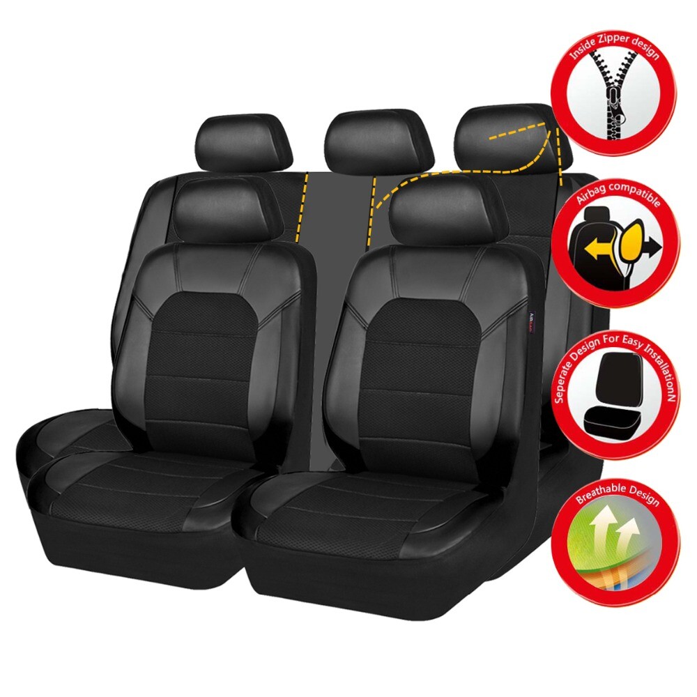 9Pcs PU Leather Car Seat Covers Seat Protector Pad Fit For Ford Focus 2000-2024