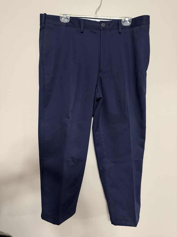 Lands End Mens Dress Pants 38 Navy Blue Traditional Fit Flat Front Career Office
