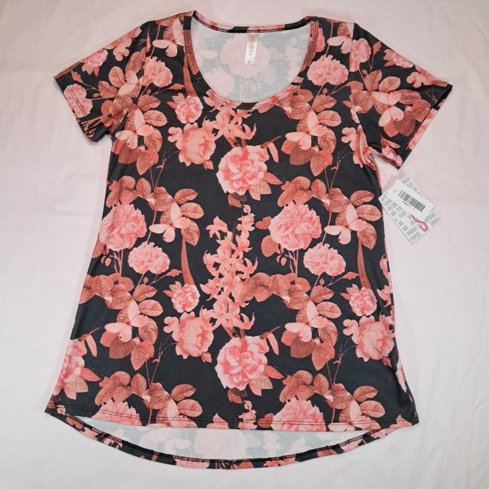 NWT LulaRoe Classic T Black/Pink Floral Sz S