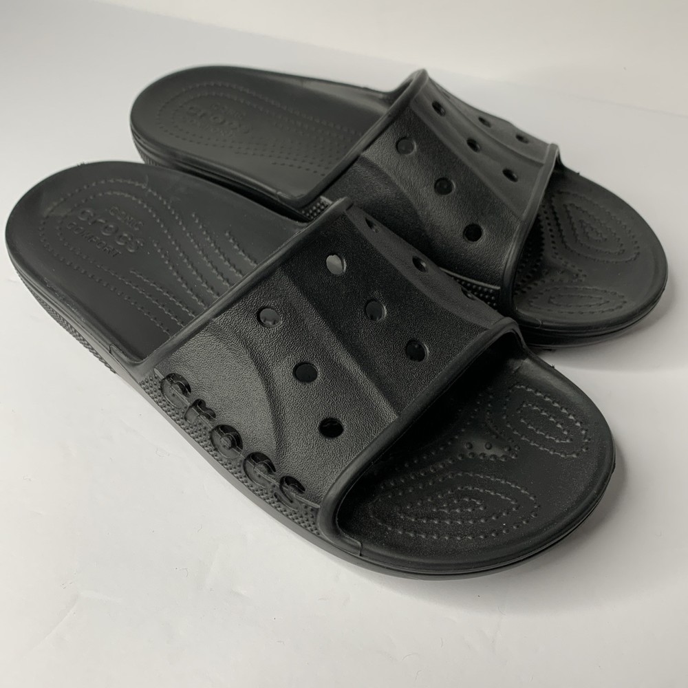 Crocs Men's Baya Slide Sandal Size 9 Black Water-Friendly Lightweight Comfortable New