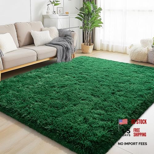 5x7 Area Rugs for Living Room, Green Fluffy Shaggy Rug Soft Carpets, Rugs for