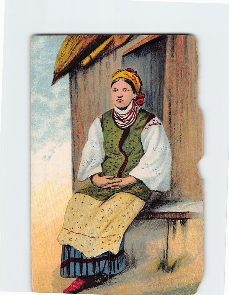 Postcard Lady Sitting Close Up Picture