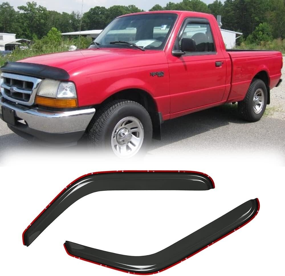 2pc In-Channel Side Window Visor Deflector for 1993-2011 Ford Ranger Trucks