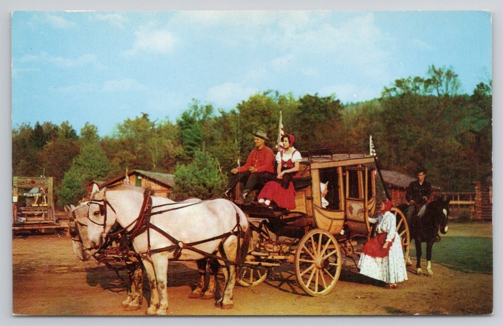 Frontier Town NY Stagecoach Adirondacks Lake George Vintage Postcard