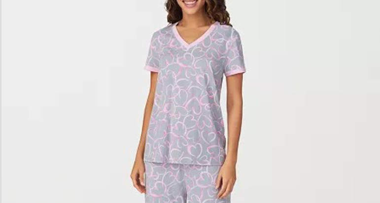 Cuddl Duds Women's Cropped Short-Sleeve Pajama Top Gray Size L 0803 (Just Top)